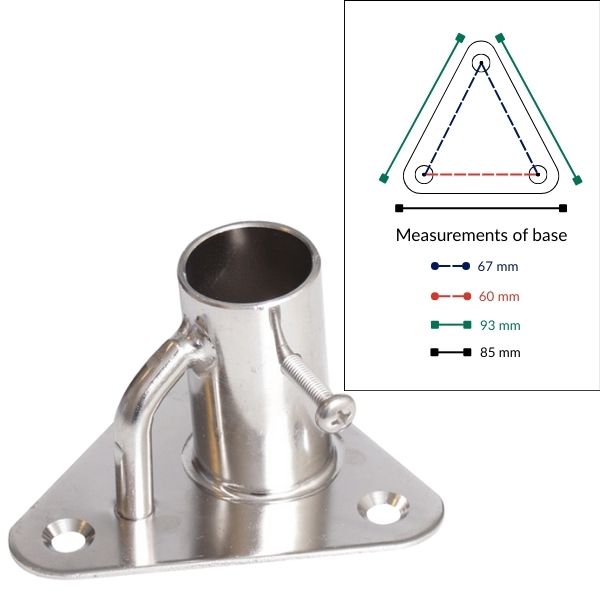 Frontvinkel af SeaTec scepterfod, tydeligt design og dimensioner.