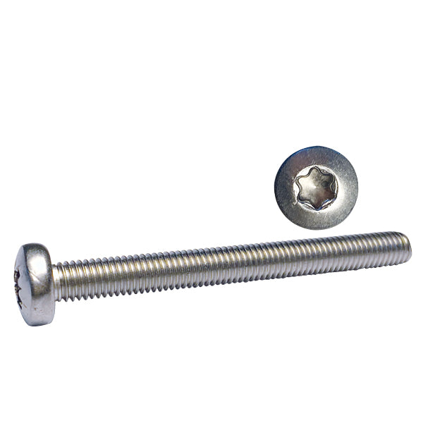 SeaTec, Maskinskrue Pan Hoved Torx kærv TX25 5x20 A4 ISO14583 6 stk + møtrikker