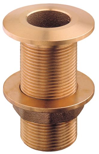 Guidi, Gennemføring messing plan/undersænket 1/2", 60mm, Flange Ø 36mm, Gevindlængde 61mm