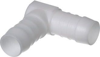 Plast vinkel 25mm, Benzin og dieselbestandig slangefitting, 6-25 mm