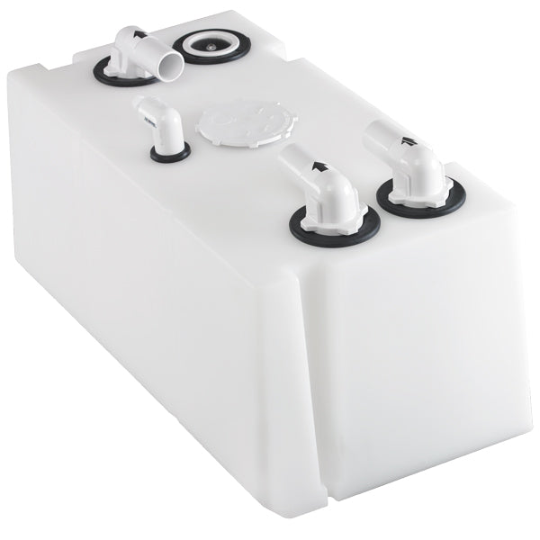 Dometic 61L septiktank set fra siden, klar til installation.
