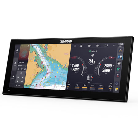 Sideprofil af Simrad NSX3015UW kombiinstrument i brug