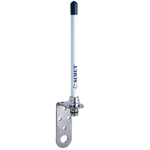 Scout KM-10 VHF antenne, 18 cm, m/kabel 18 m, vinkelbeslag & stik, 100 % vandtæt