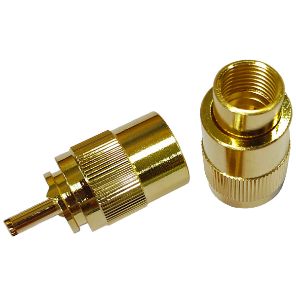 1852, VHF stik PL259 til 10mm kabel, guldbelagt, 2-p