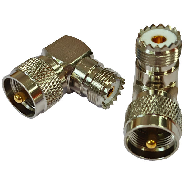 1852, VHF vinkelstik han/hun til PL259, 2-pak