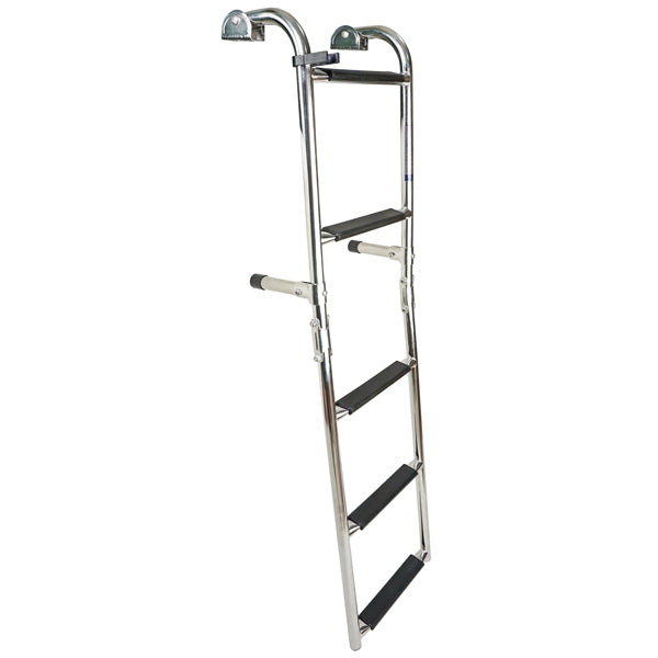 Højglanspoleret badestige, 5-trin (2+3), AISI 316 rustfrit stål, skridsikre PVC-trin