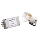 Marco 12V horn i sort, set forfra, velegnet til bådinstallationer.