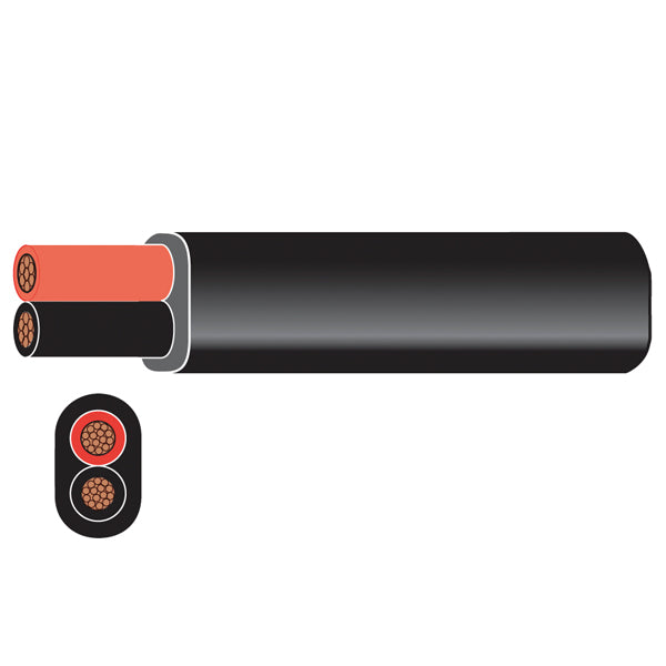 SeaTec, Marinekabel, flad, rød/sort, 2x3mm², 30m