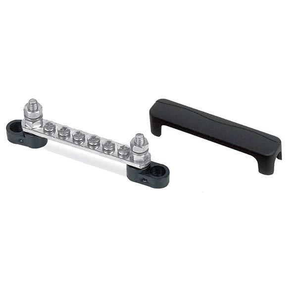 BEP, El-samleblok med cover, sort, 2 ind / 6 ud, 100 A, max 48 V DC / 300 V AC