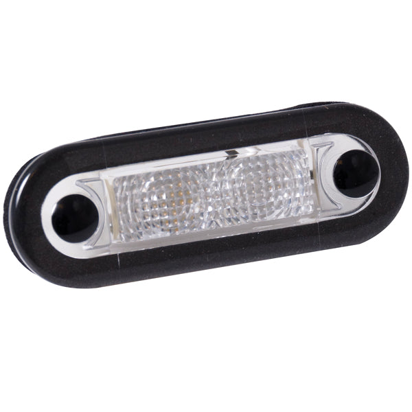 Hella, LED positionslygte, 10/33 V, IP67, 0,5 W, 79 mm, 22 mm, Klart glas, 2 LED'er