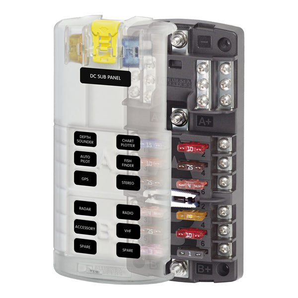 Blue Sea, Sikringsholder 6+6 ATO/ATC, 30 A, 100 A max, 84,2 mm x 186,6 mm