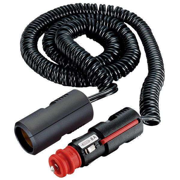 Pro Car, Universalstik 8A med spiralledning 0,6-3m & cigarudtag, 12/24V, DIN EN ISO 4165