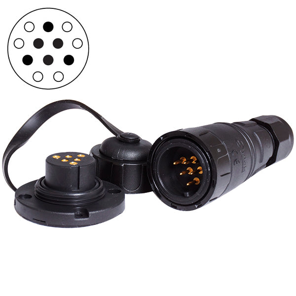 Quick, Dækstik 6-polet, max 12 Amp, IP67