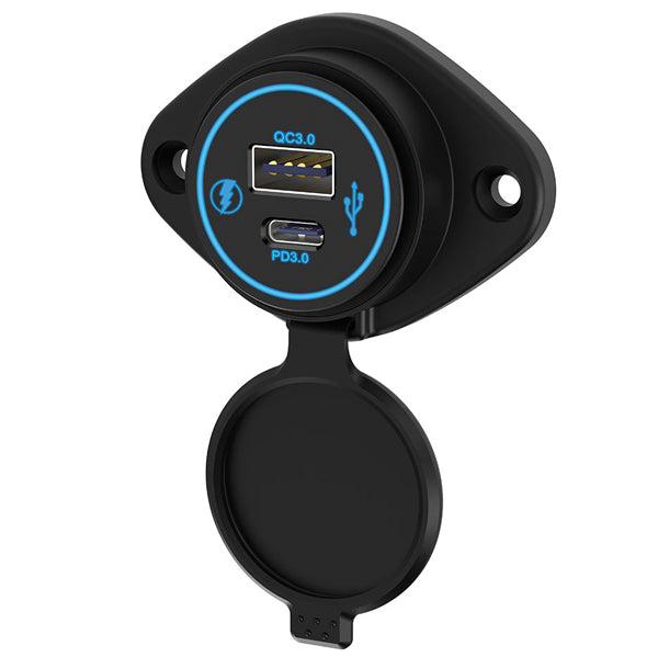 TideON, USB-C 30W/USB-A 18W 12/24V udtag til påbygning