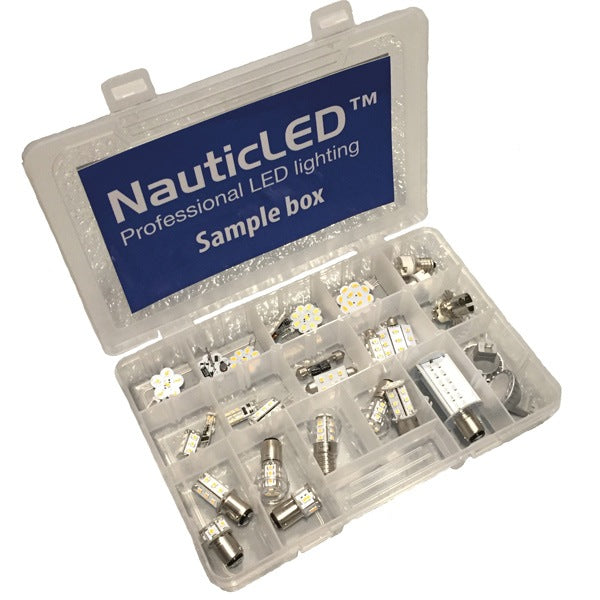 Nautecled, Sample box med 36 LED-pærer og adapter