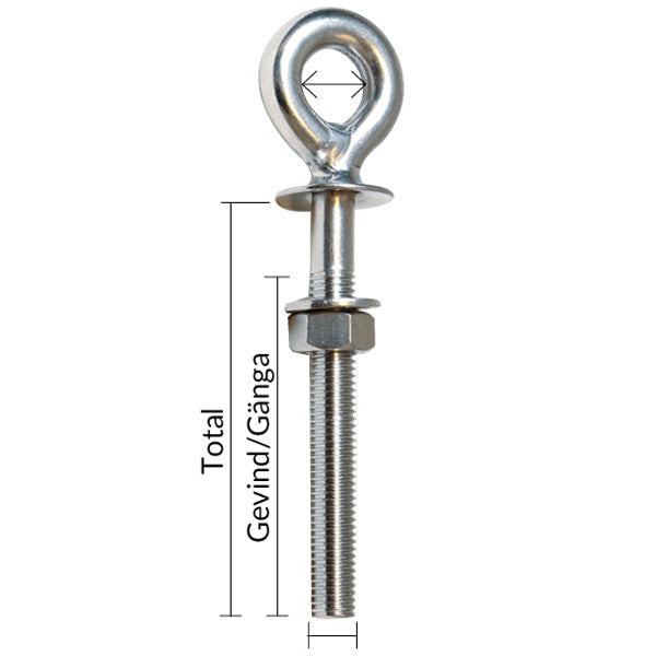 1852 øjebolt Ø16mm set fra siden med målene 10x54mm