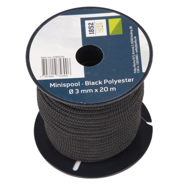 1852, Minirulle sort Polyester Ø3mm x 20m
