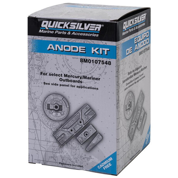 Quicksilver, aluminiumanodesæt, 8M0107548, Til Mercury 75-115HK EFI FourStroke, BigFoot, Command Thrust, 150HK EFI FourStroke
