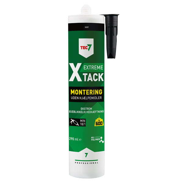 Tec7, X-Tack konstruktionslim, 290 ml, sort