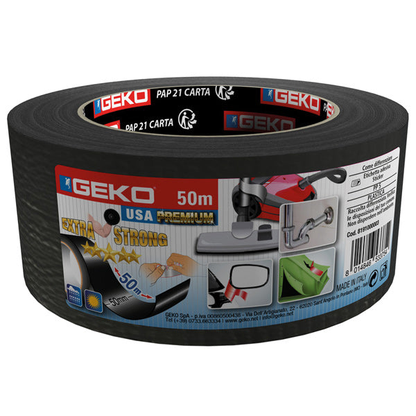 Geko, Premium Repair tape Gaffa sort 50 mm x 50 m