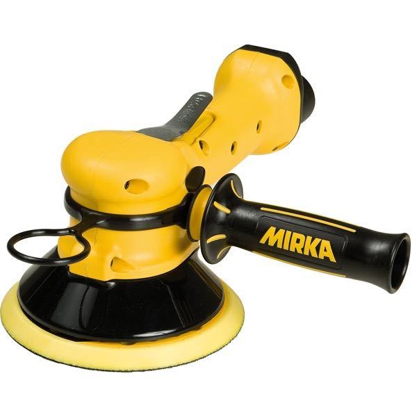 Mirka 2 hånds slibemaskine ros2-610cv set forfra med slibeplade