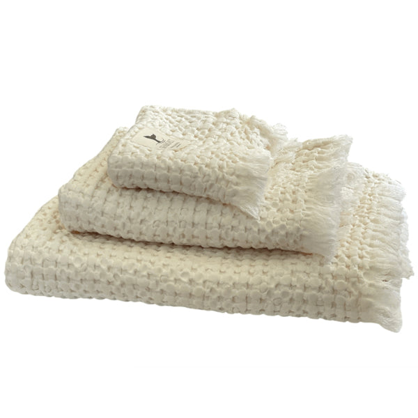 MB SEA &SALT Håndklæder Vaflet Ecru 3 stk 30x50 - 50x100 - 70x140 cm